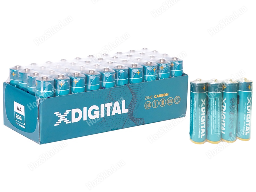 Батарейка солевая X-Digital 1,5V, AA, R06 (цена за спайку 4шт)