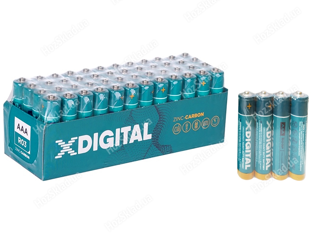 Батарейка солевая X-Digital 1,5V, AAA, R03 (цена за спайку 4шт)