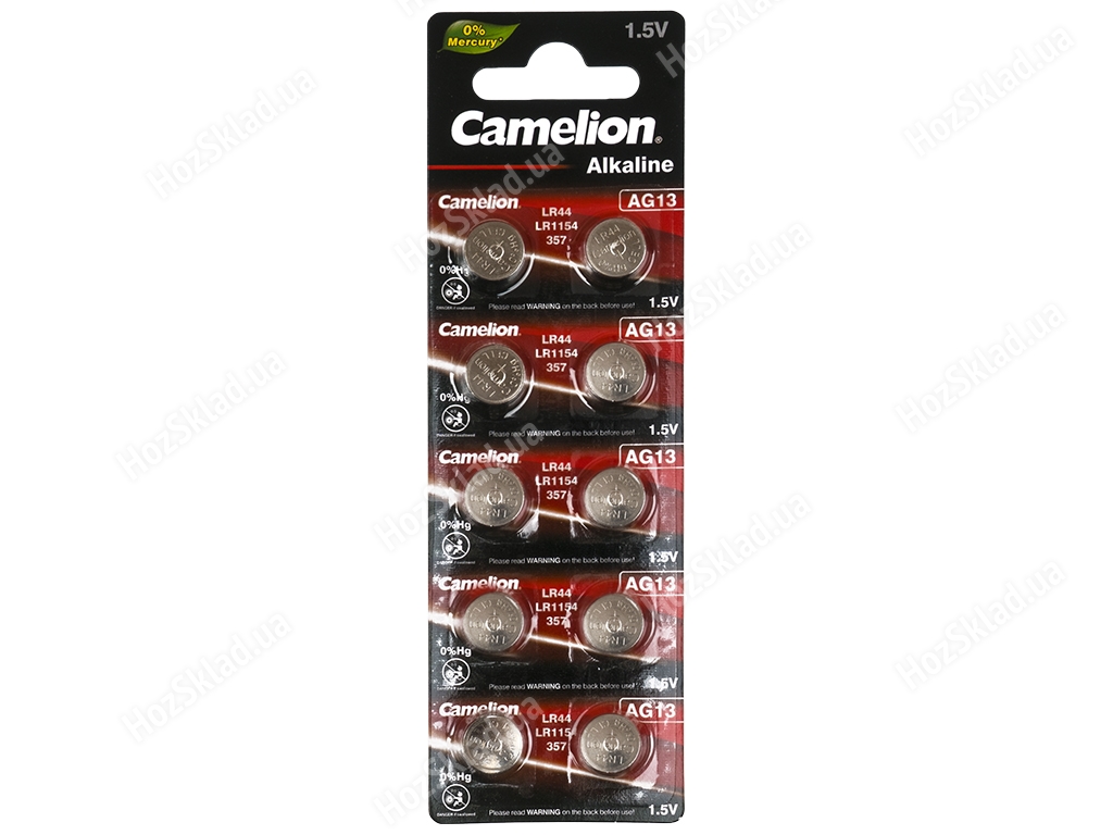 Батарейка алкалінова Camelion AG13-BP10, 1,5V, LR44 (ціна за лист 10шт) 0849198003963