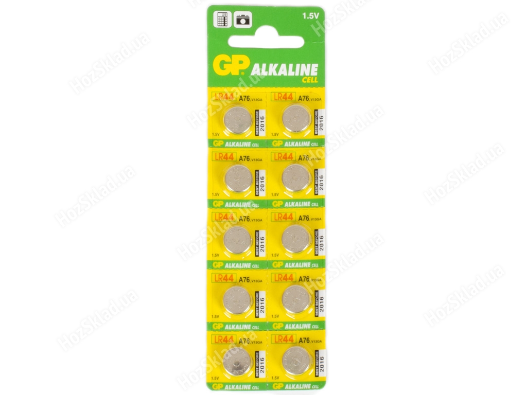 Батарейка алкалиновая GP Alkaline cell A76, V13GA, LR44 1.5V (цена за лист 10шт) 4891199015496