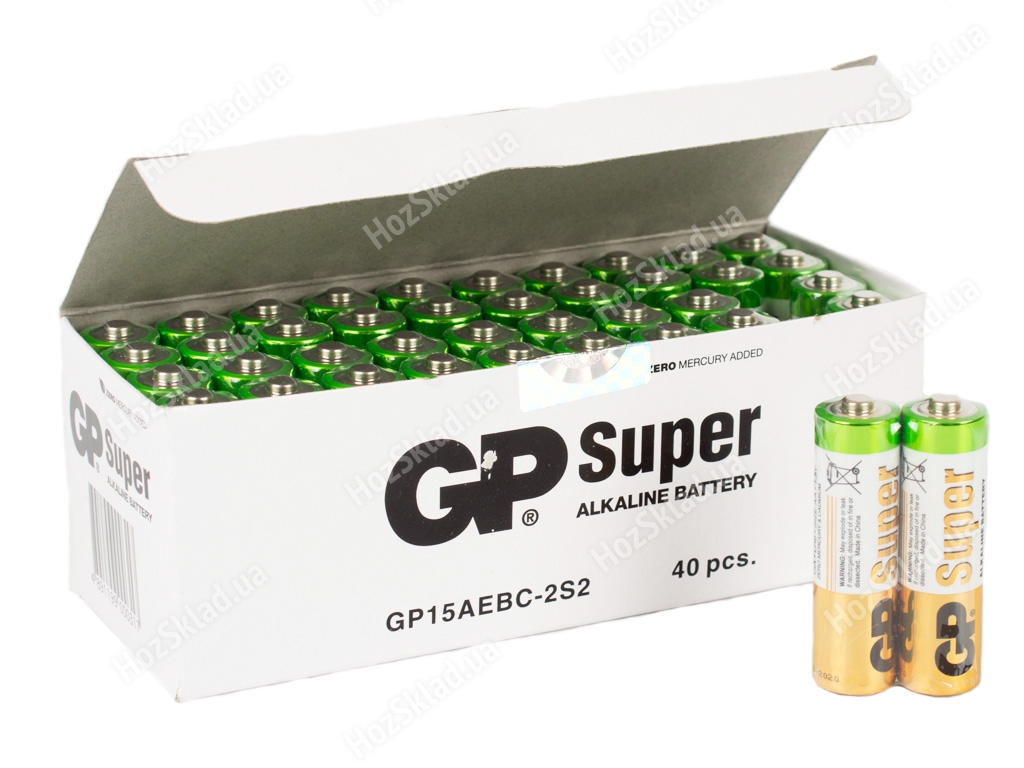 Батарейка алкалиновая GP Super Alkaline, 1.5V, AA, LR6 (цена за спайку 2шт) 06470
