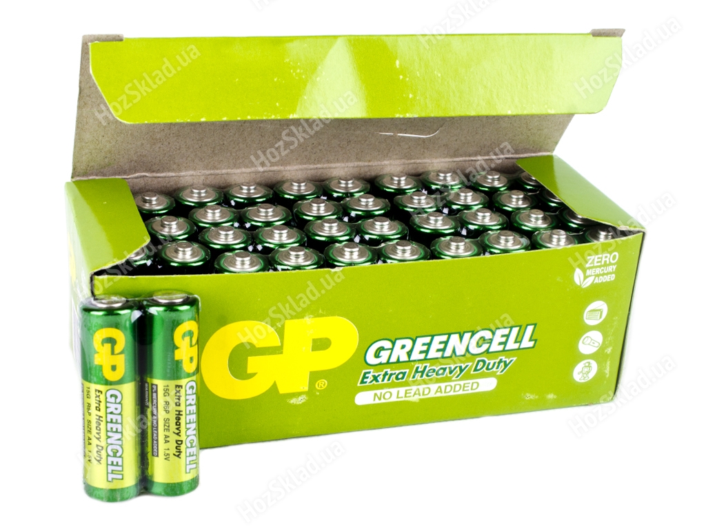 Батарейка солевая GP Greencell, 1.5V, AA, R6 (цена за спайку 2шт) 6983292590036