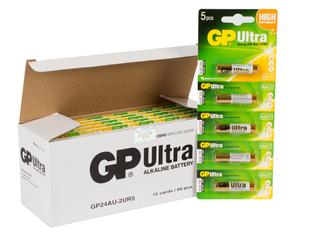 Батарейка алкалінова GP Ultra Alkaline, 1.5V, AAA, LR03 (ціна за лист 5шт)