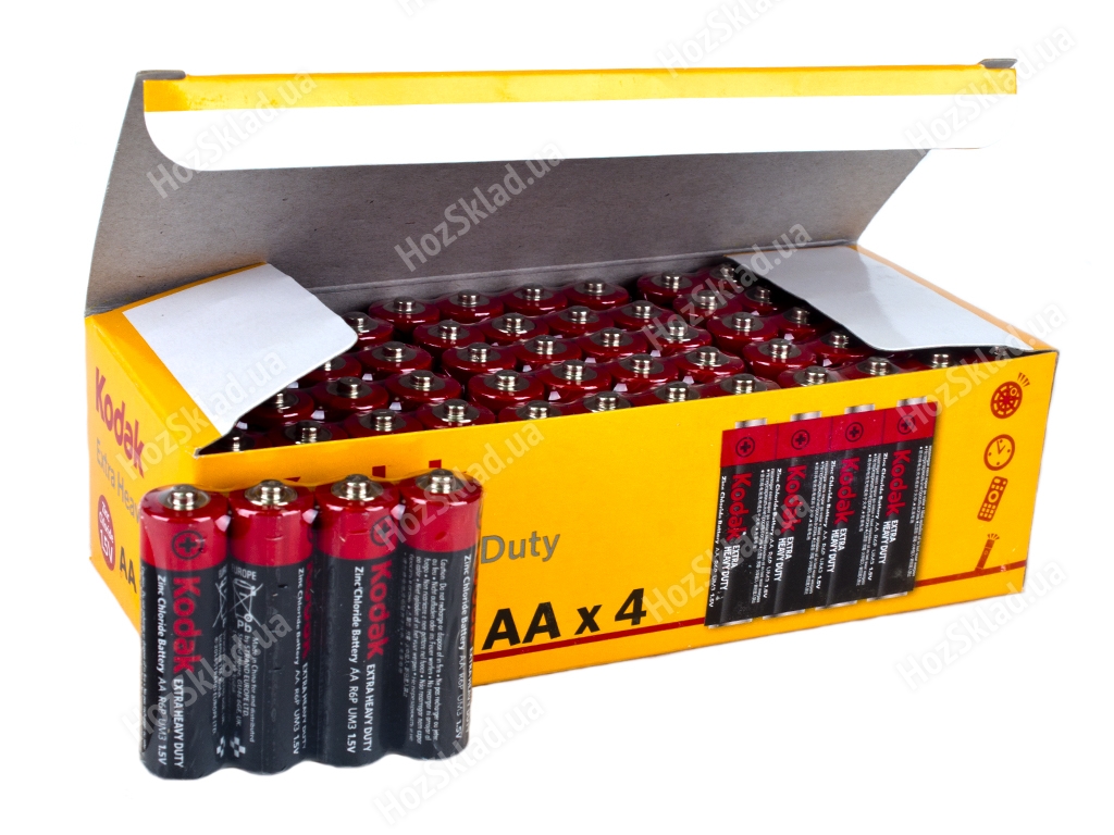 Батарейка солевая Kodak, 1.5V, AA, R6 (цена за спайку 4шт) 887930411706