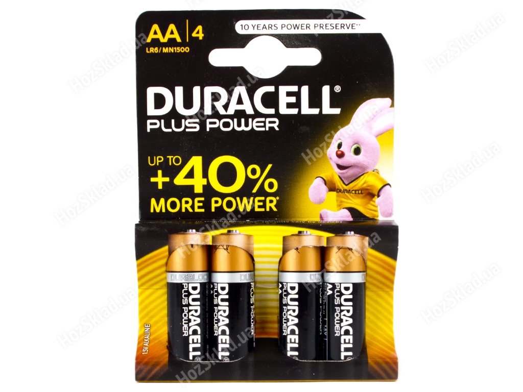Батарейка алкалиновая Duracell, 1.5V, AA, LR6 (цена за упаковку 4шт, 1 лист)