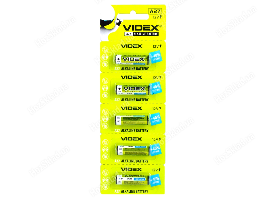 Батарейка алкалінова Videx A27 12V, A27 (ціна за упаковку 5шт, 1 лист) 4820118294667