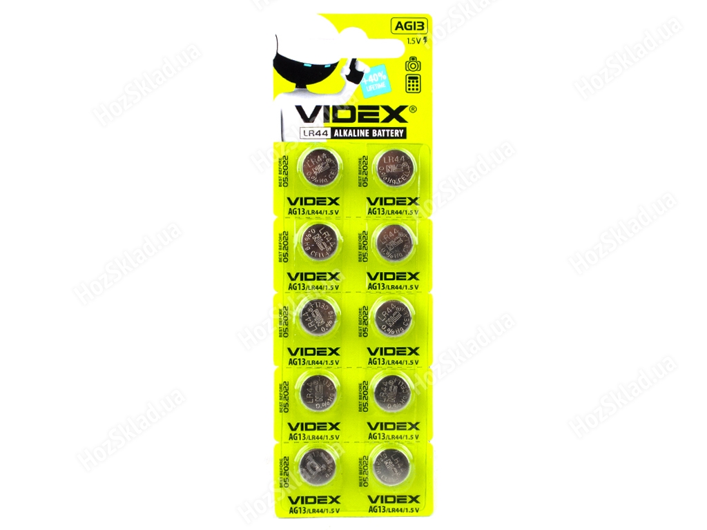 Батарейка алкалінова Videx AG13 1.5V, AG13/LR44 (ціна за 10шт, 1 лист) 4820118291666
