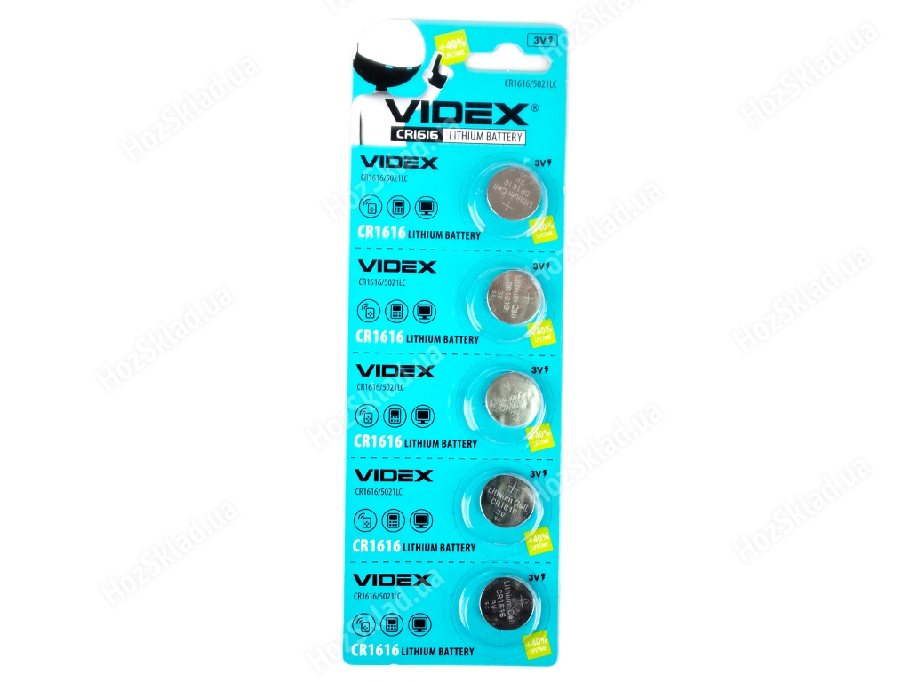 Батарейка литиевая Videx CR1616 3V, CR1616/5021LC (цена за 5шт) 1л 4820118291659