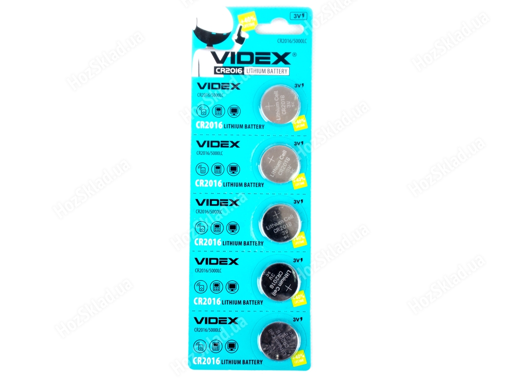 Батарейка литиевая Videx CR2016 3V, CR2016 (цена за 5шт) 4820118291086