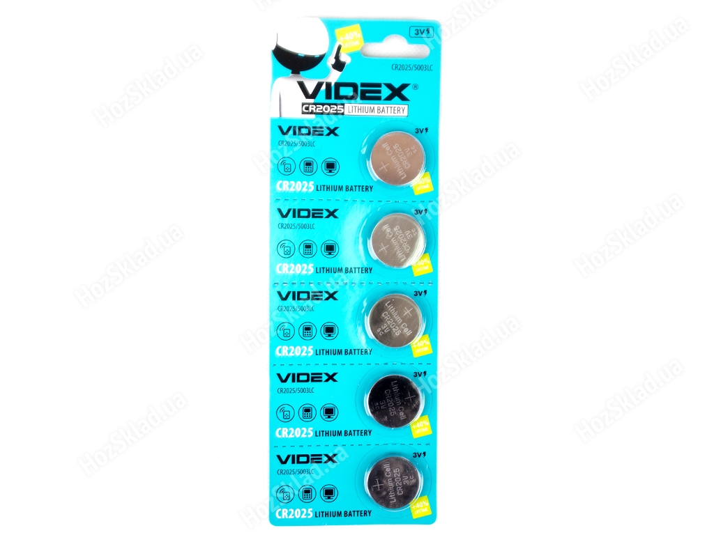 Батарейка литиевая Videx CR2025 3V, CR2025  (цена за 5шт) 4820118291093