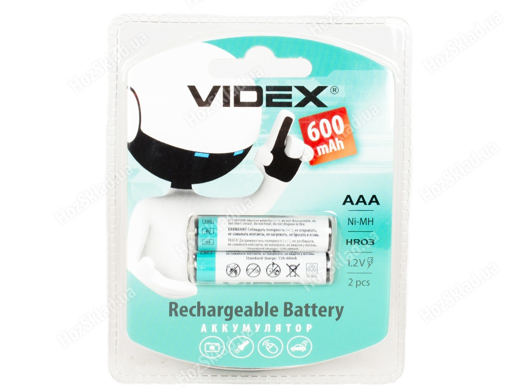 Аккумулятор Videx Rechargeable AAA 600 mAh (цена за блистер 2 шт) 4820118291826