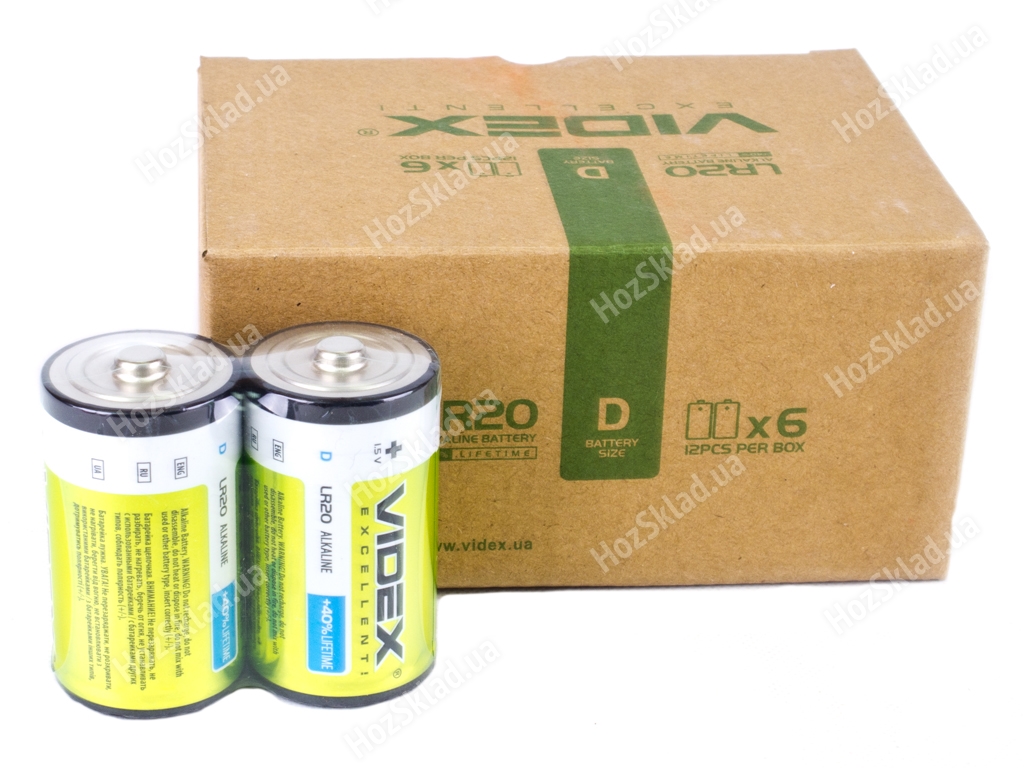 Батарейка алкалиновая Videx LR20D 1.5V (цена за спайку 2шт) 90980