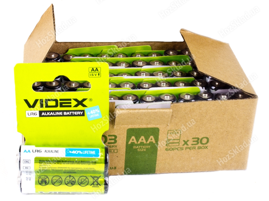 Батарейка алкалиновая Videx, 1.5V, AA, LR6 (цена за лист 2шт) 90898