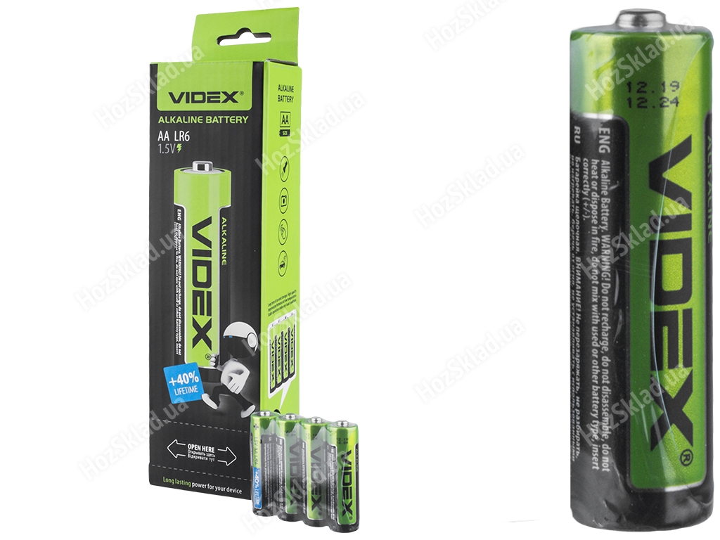 Батарейка алкалиновая Videx Alkaline, 1.5V, AA, LR6 (цена за спайку 4шт) 4820118298498