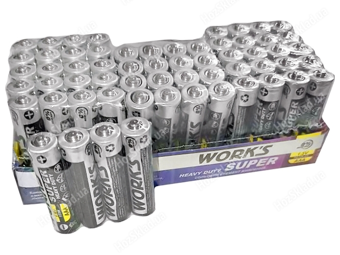 Батарейка солевая WORK'S 1,5V, AAA, R03 (цена за спайку 4шт) 6902017601062