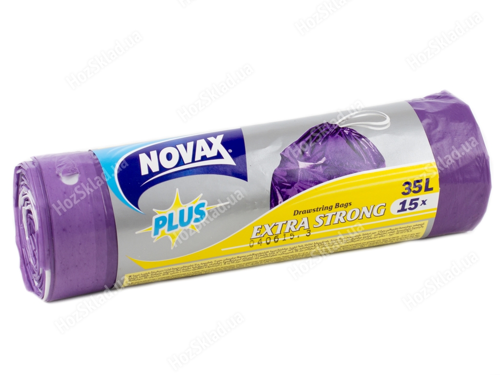 Мусорные пакеты с завязками 35л Novax Plus Extra Strong 15шт