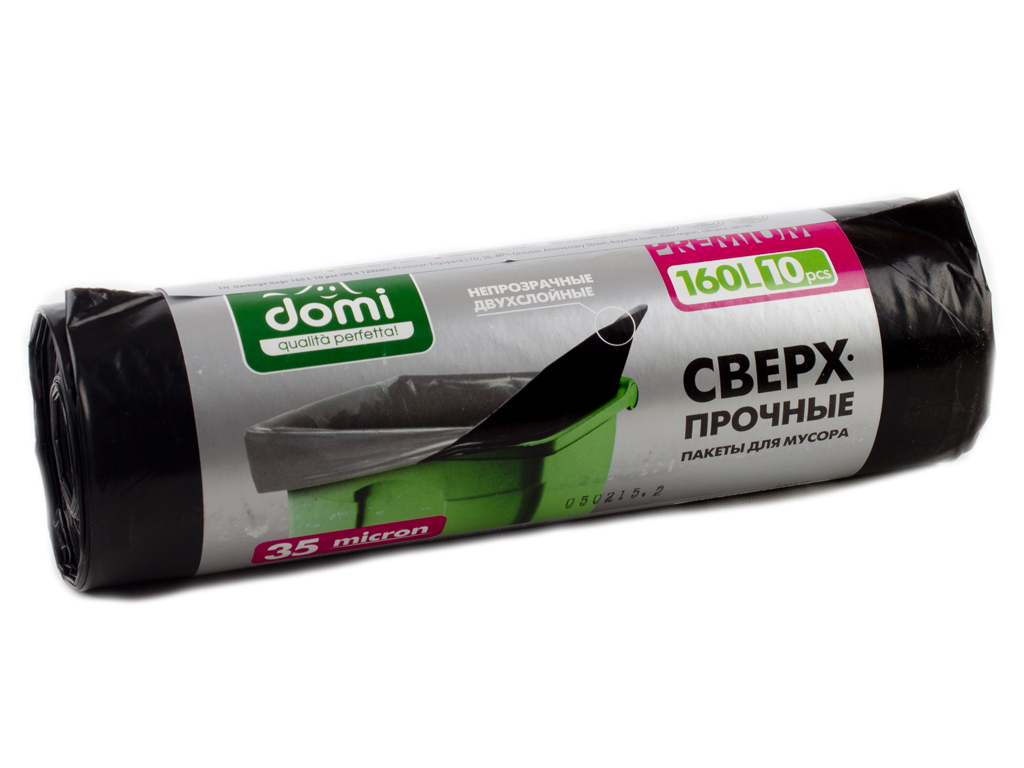 Пакети для сміття надміцні 160л "Domi" Extra Strong 10шт