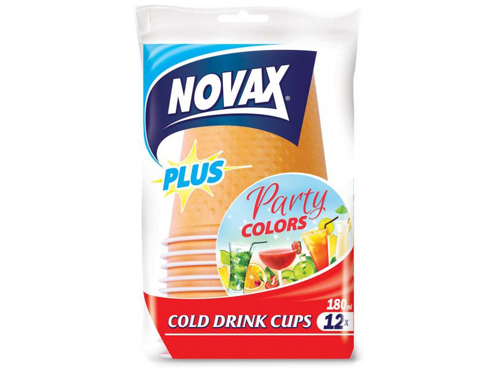 Стаканы цветные 180мл Novax Plus 12шт