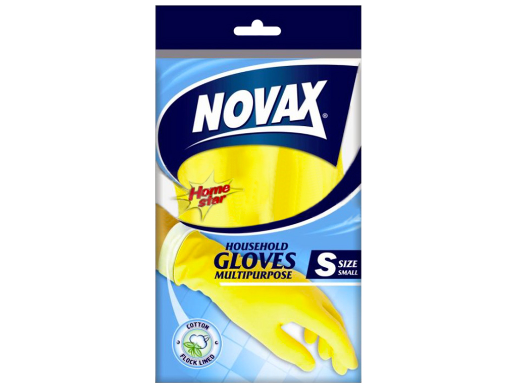 Перчатки универсальные хозяйственные Novax латексные с хлопковым напылением (Размер S) 1 пара