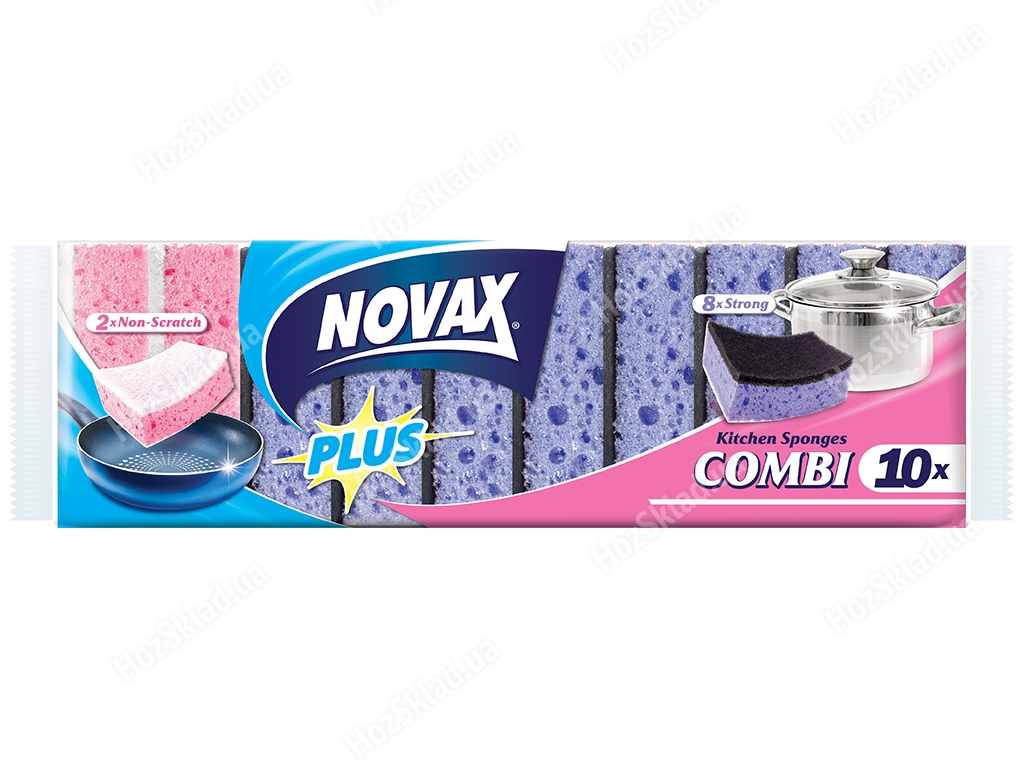 Набор губок кухонных с большими порами Novax Plus Combi 10шт