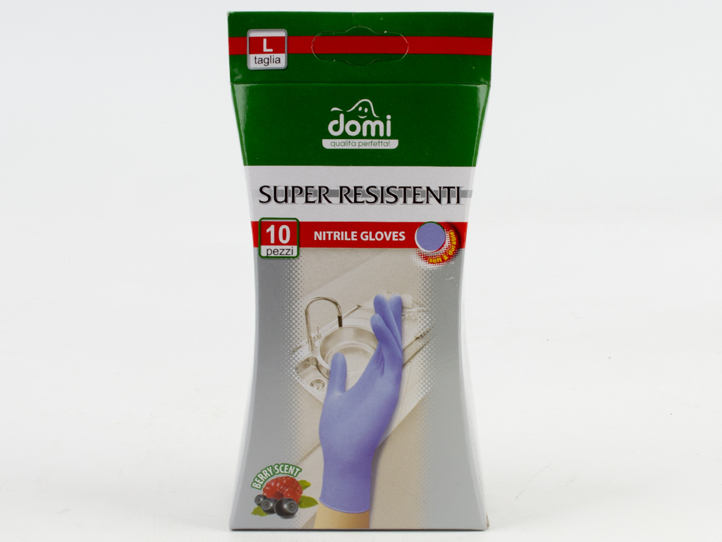 Рукавички універсальні одноразові нітрилові "Domi" 10шт (розмір L)