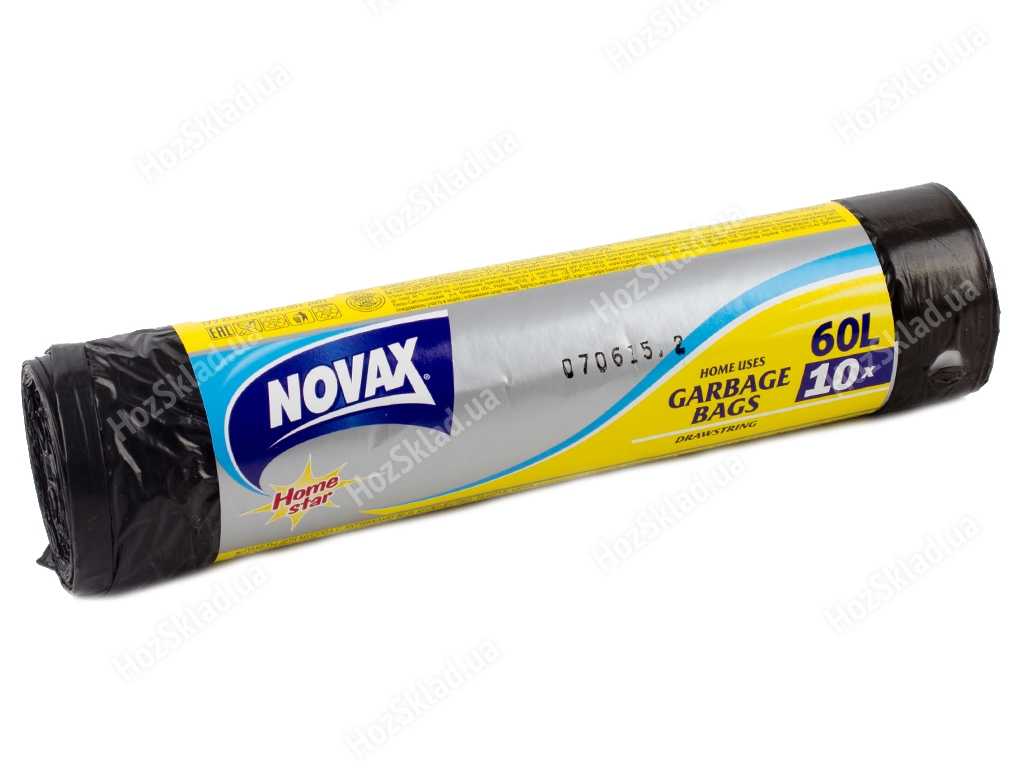 Мусорные пакеты с завязками 60л Novax Home Star 10шт