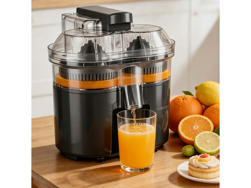 Соковыжималка Sokany SK-01029, цитрусовая, двойной отжим, резервуар, 2000 Вт