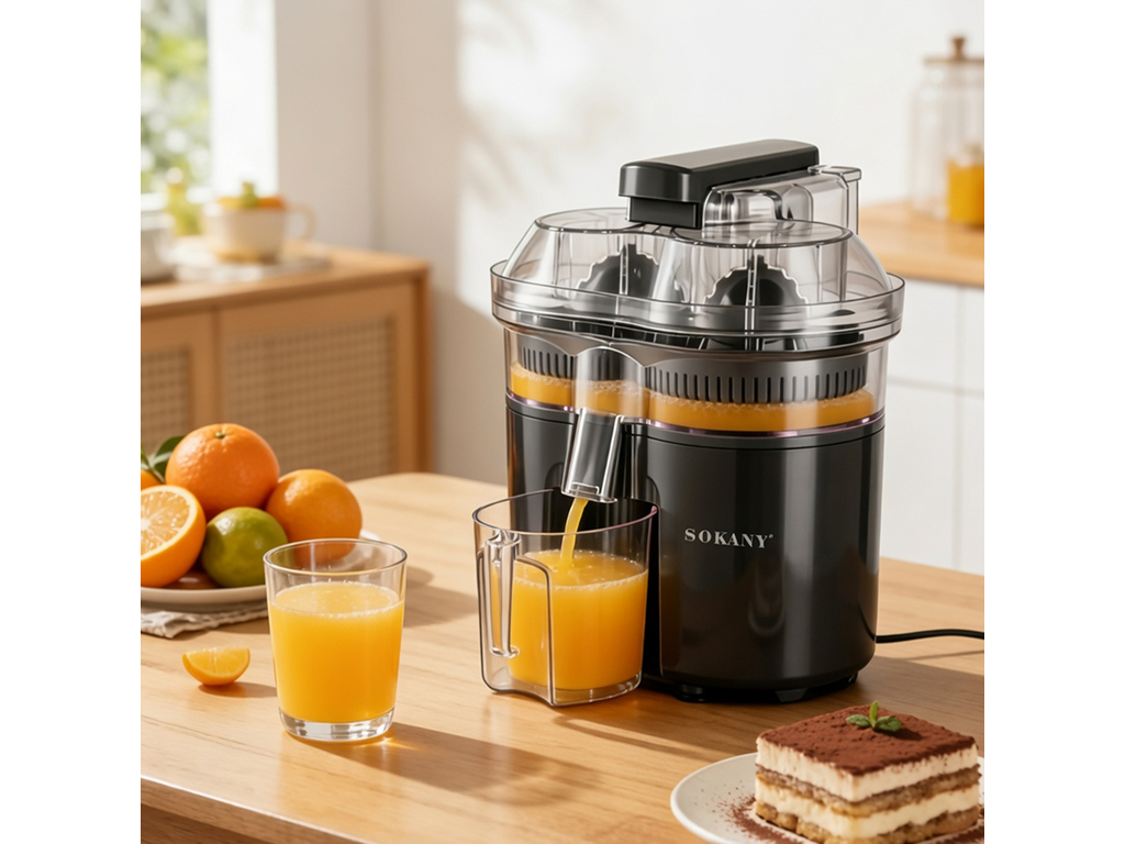 Соковыжималка Sokany SK-01029, цитрусовая, двойной отжим, резервуар, 2000 Вт