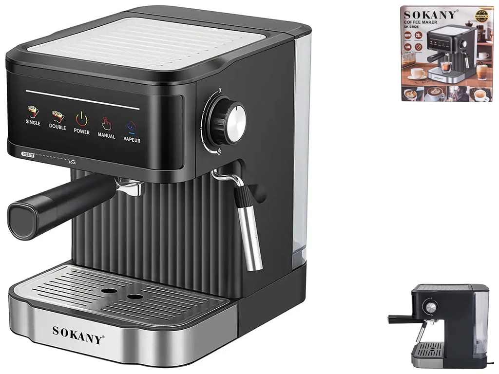 Кофемашина рожковая Sokany, 1,8л, 850Вт