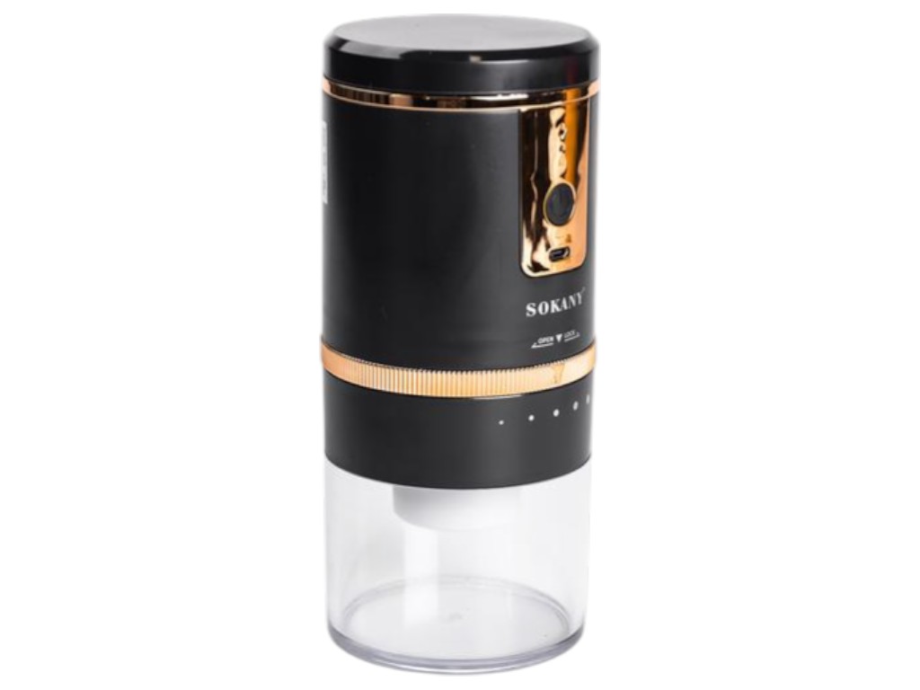 Кофемолка электрическая Sokany, 800Вт, 250мл, 5 степеней помола, 1500 mah, usb зарядка, цвет черный