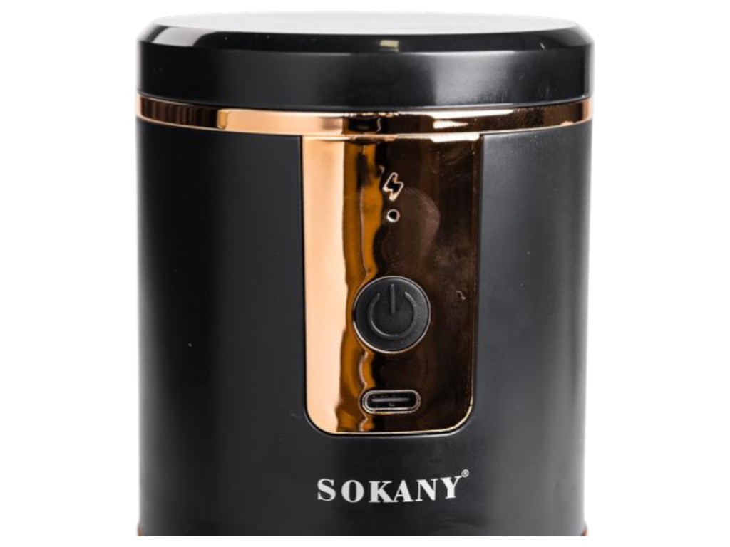 Кофемолка электрическая Sokany, 800Вт, 250мл, 5 степеней помола, 1500 mah, usb зарядка, цвет черный