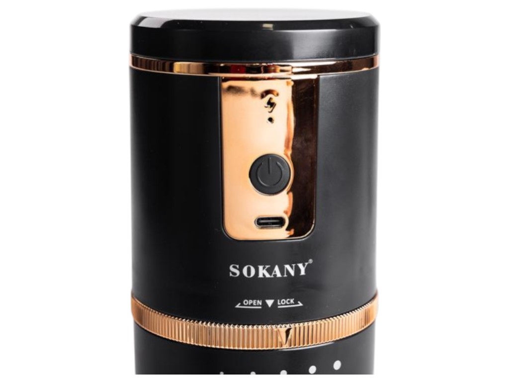 Кофемолка электрическая Sokany, 800Вт, 250мл, 5 степеней помола, 1500 mah, usb зарядка, цвет черный