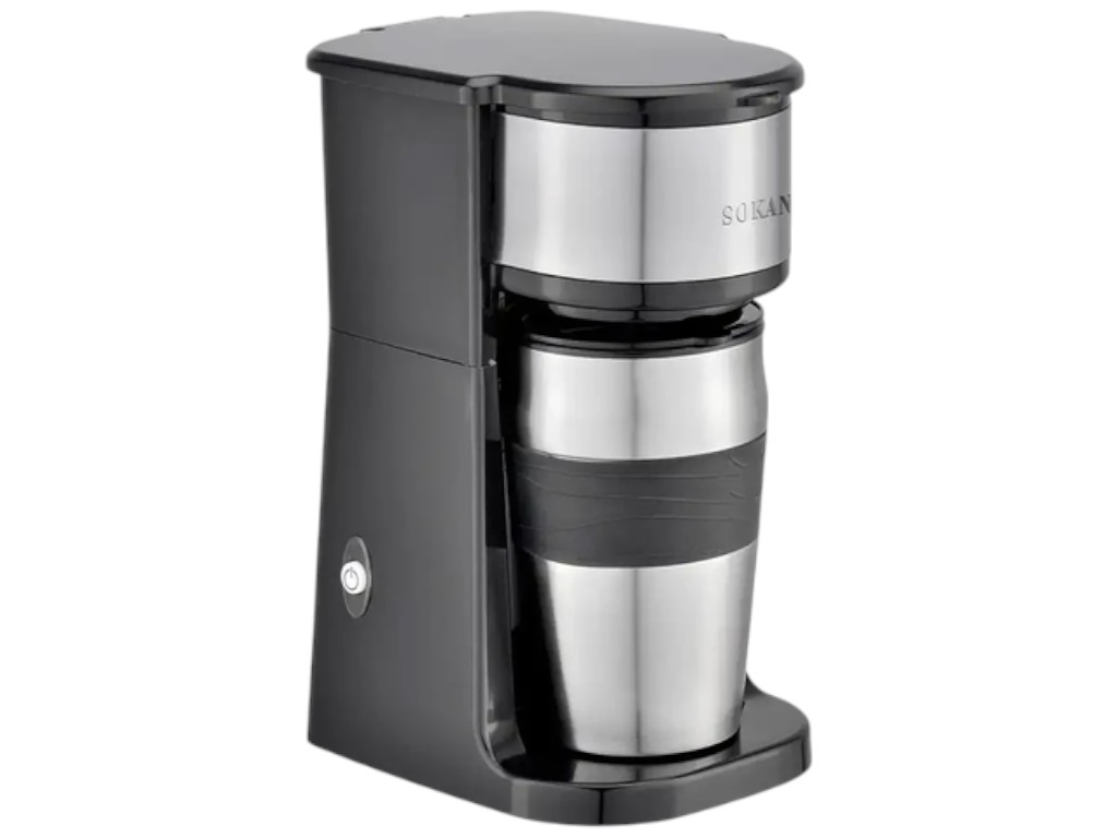 Кофеварка электрическая Sokany, 750Вт, капельная, нержавеющая сталь, пластик, 420мл, цвет черный