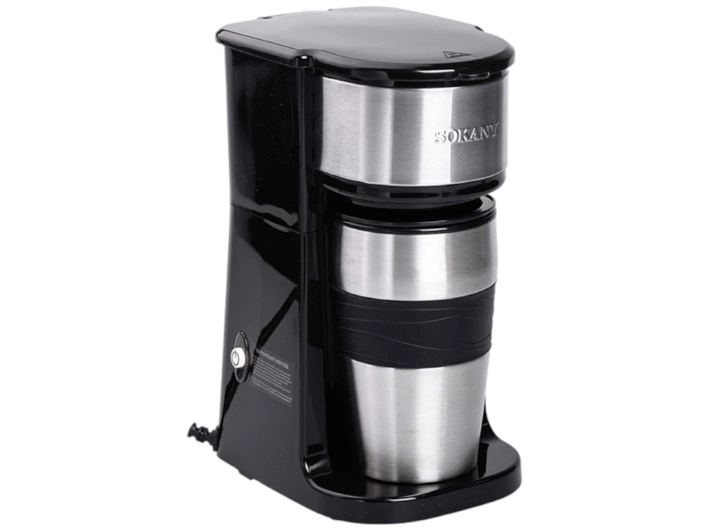 Кофеварка электрическая Sokany, 750Вт, капельная, нержавеющая сталь, пластик, 420мл, цвет черный