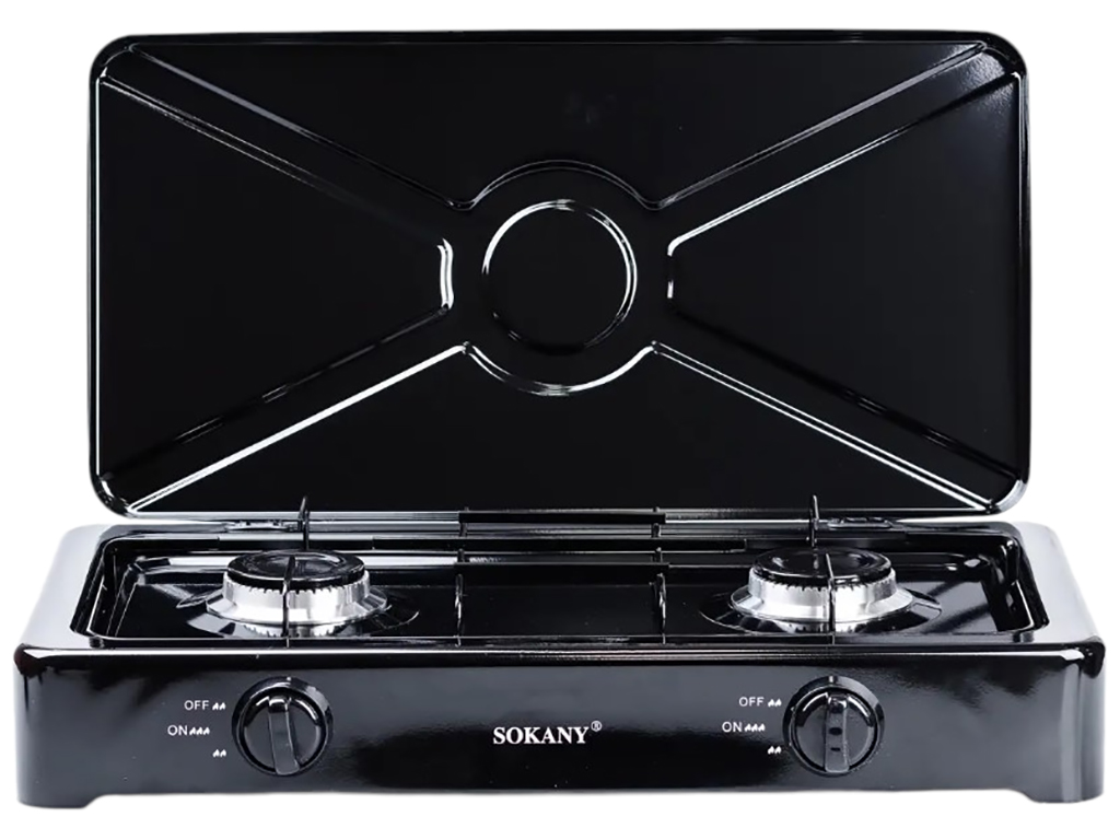 Газовая плита Sokany, двухконфорочная, 61х10х39см, 4,4кВт