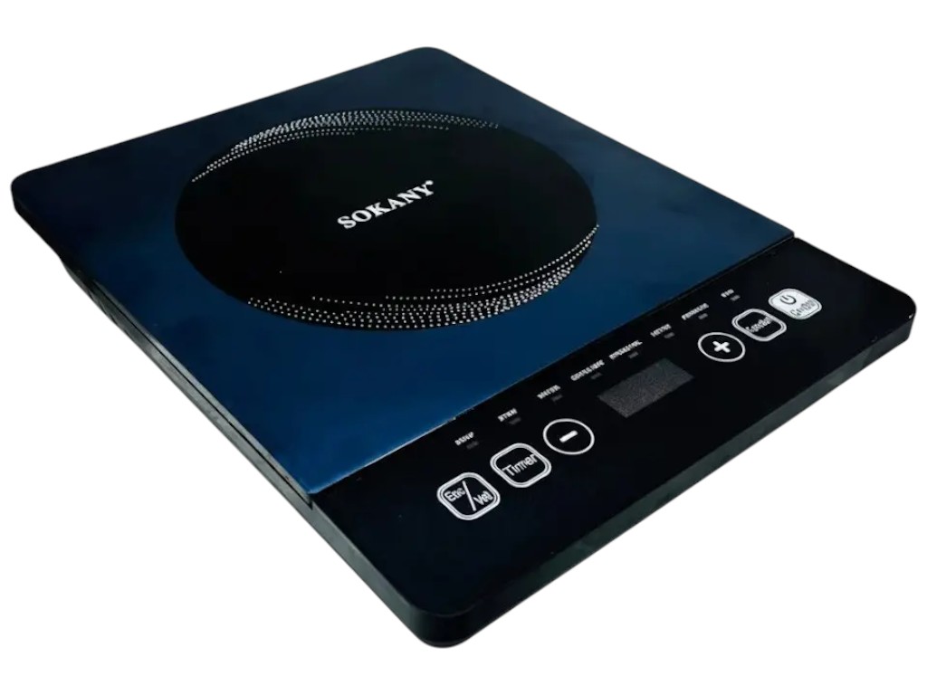 Плита индукционная Sokany, 2200Вт, сенсорное управление, стеклокерамика, 35×28×8,5см, цвет синий