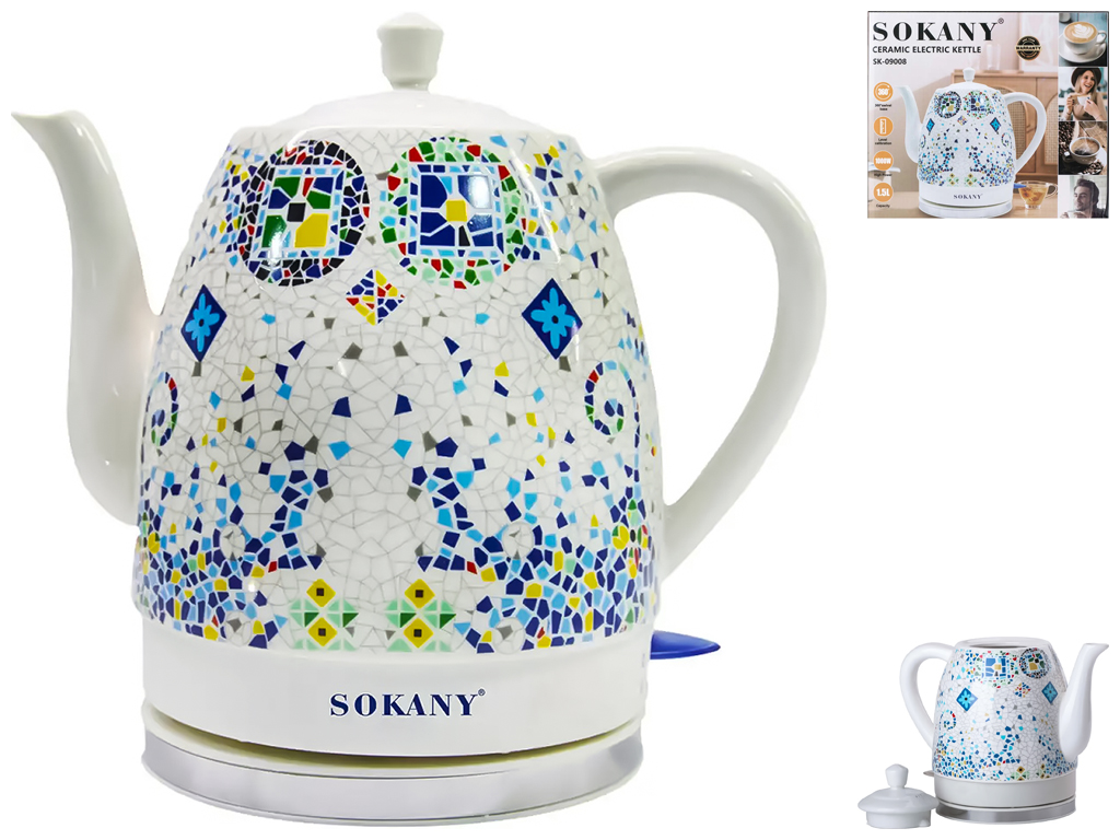 Чайник электрический Sokany Мозаика, 1,5л, 1000Вт