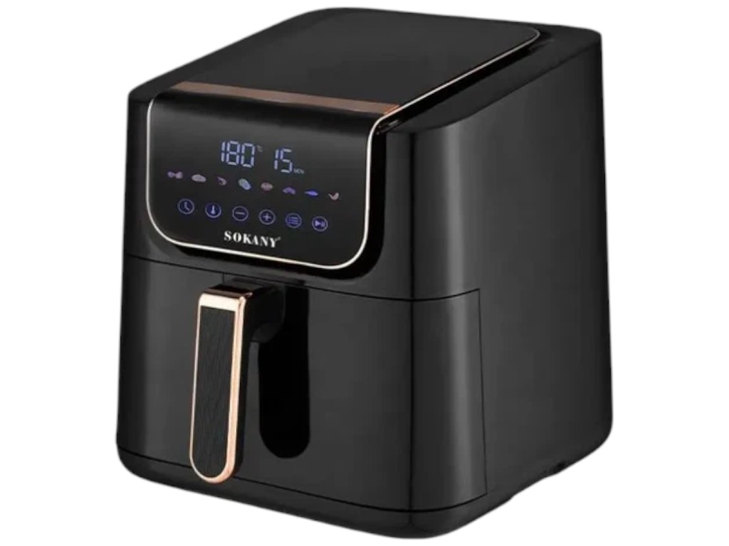 Аэрофритюрница Sokany, 1800Вт, ABS-пластик, нержавеющая сталь, 7л, 38,5×32,1×40,8см, цвет черный