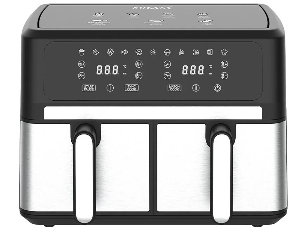 Аерофритюрниця двокамерна Sokany, 10л, 3000Вт