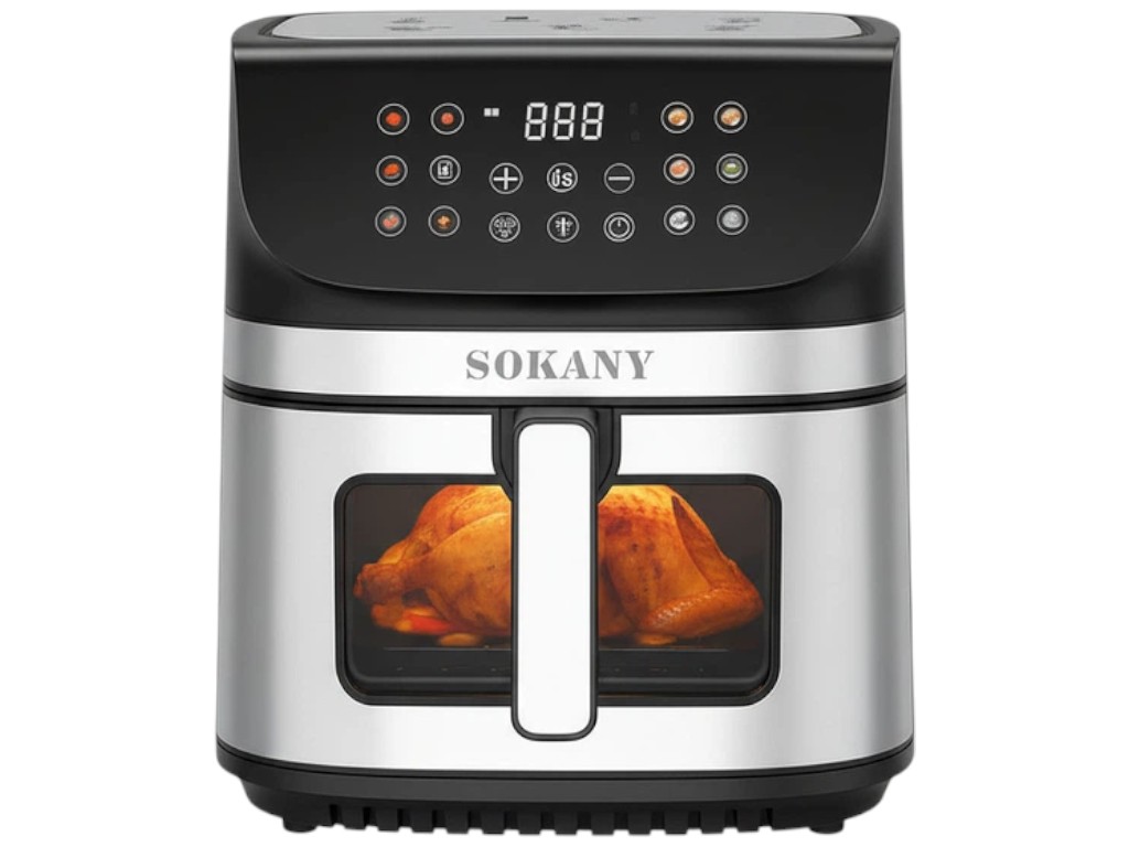 Аэрофритюрница Sokany, сенсорная, 2600Вт, пластик, металл, 12л, 43,6×35×38,7см, цвет черный