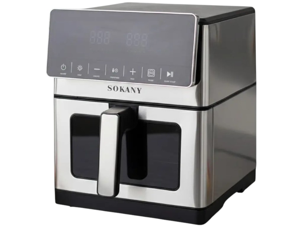 Аэрофритюрница Sokany, сенсорная, 2200Вт, металл, пластик, 10л, 42×34×41,3см, цвет серебристо-черный