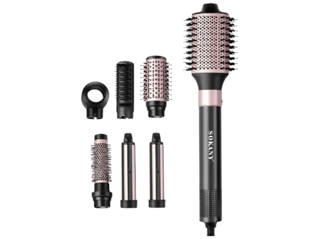 Фен-щетка Sokany, 1500Вт, с мотором BLDC, 7 насадок, 3 скорости, 3 режима, цвет чёрный
