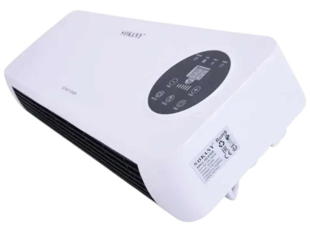 Тепловентилятор настінний Sokany, 2000Вт, пульт, сушарка, LED дисплей, пластик, 57,5x22,5x15,5см