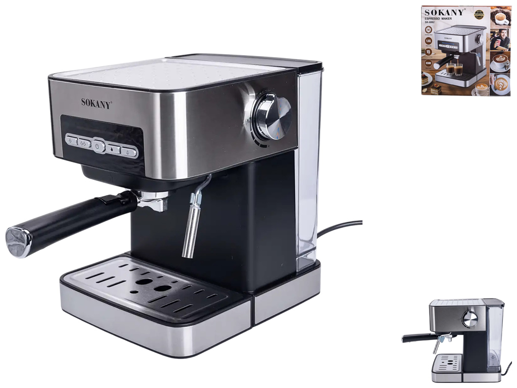 Кофеварка Sokany, со вспенивателем для молока, 1,6л, 850Вт