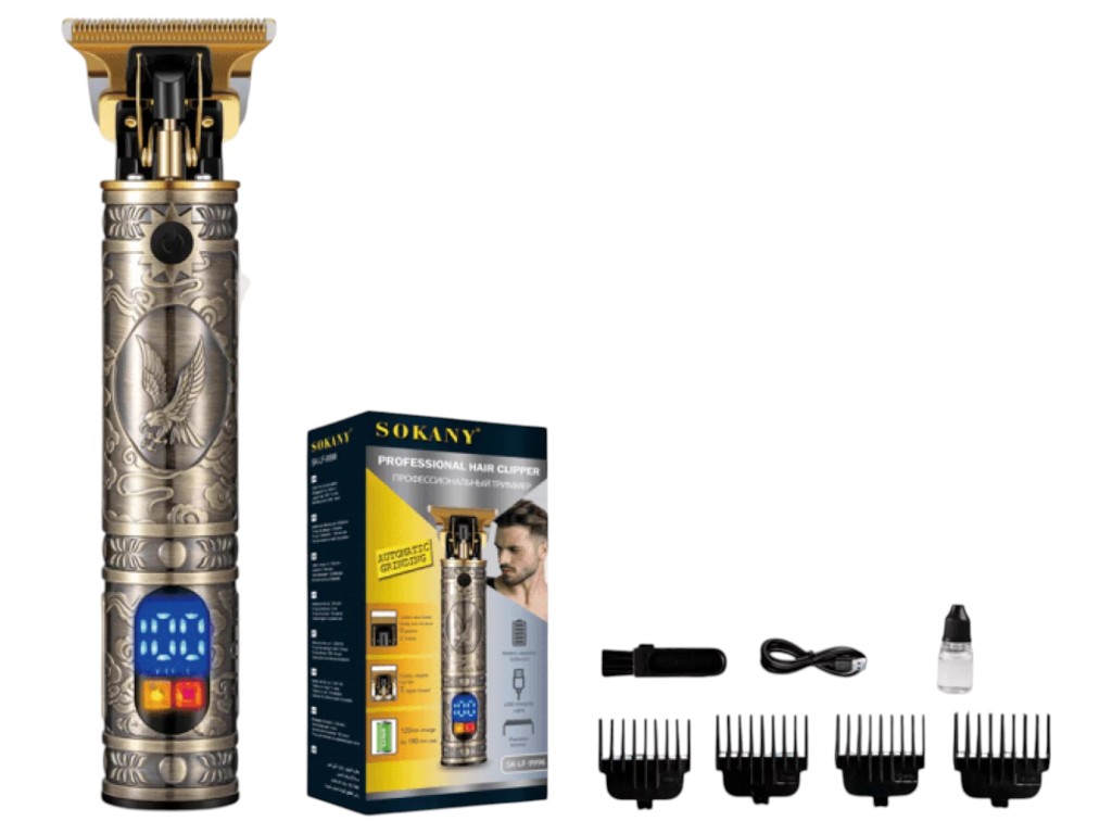 Триммер Sokany, 5Вт, 1200мАч, 180 мин работы, abs пластик, 19,6×9×5см, цвет золотой