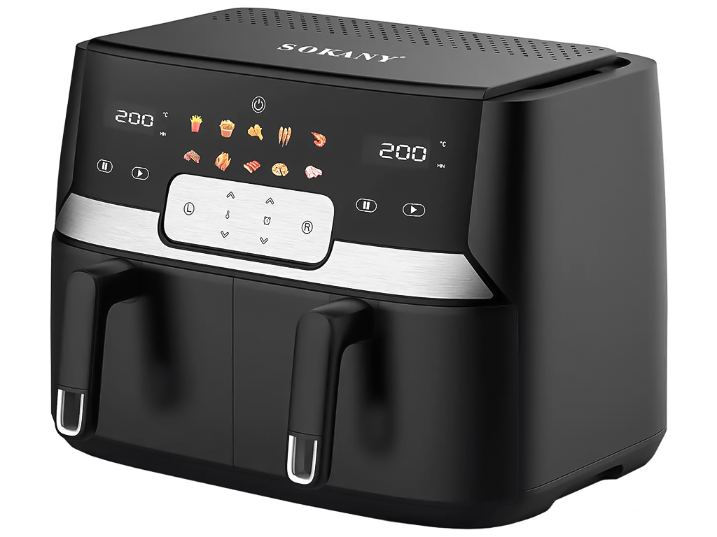 Аерофритюрниця двокамерна Sokany, 10л, 3400Вт