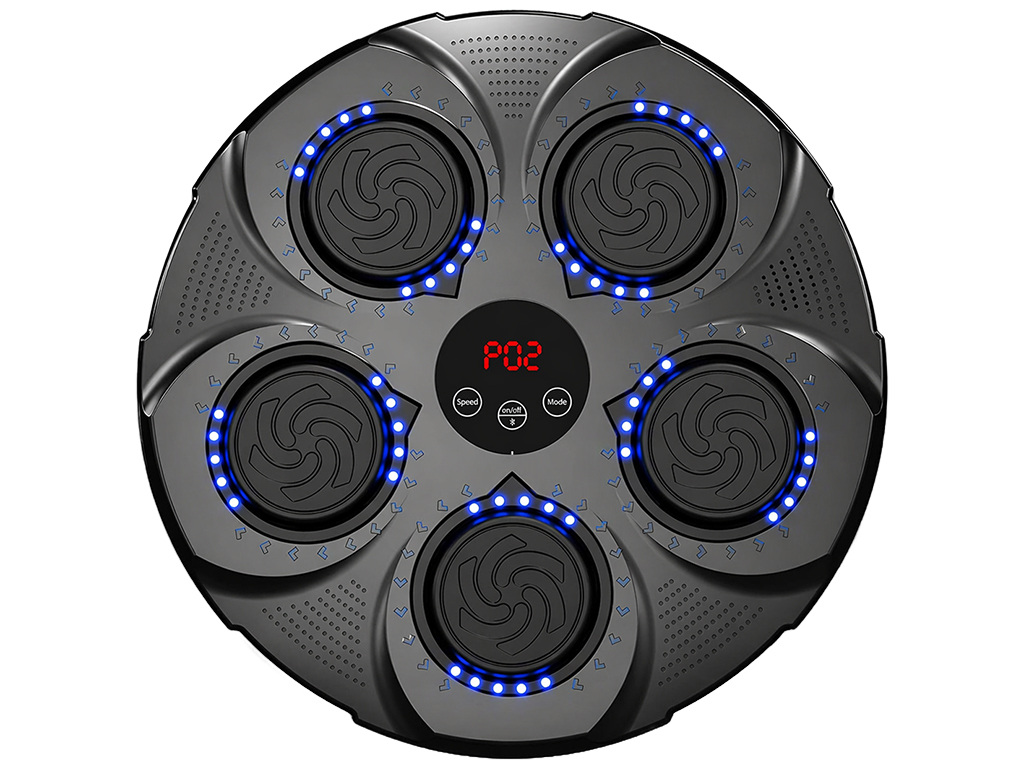 Тренажер боксерский музыкальный, настенный, ABS пластик, LED подсветка, Bluetooth, 40см, цвет черный