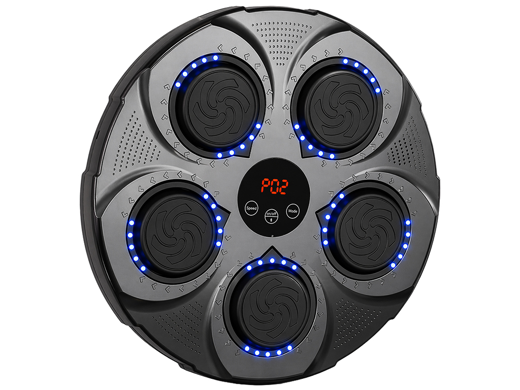 Тренажер боксерский музыкальный, настенный, ABS пластик, LED подсветка, Bluetooth, 40см, цвет черный
