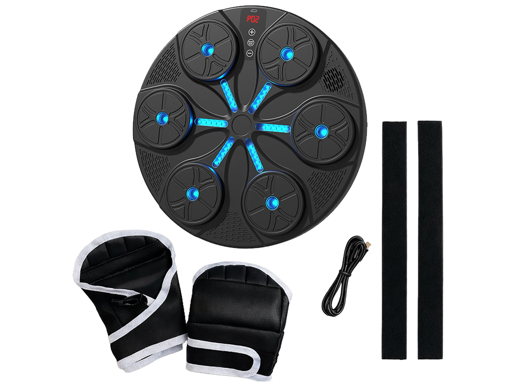 Тренажер боксерский музыкальный, настенный, ABS пластик, LED подсветка, Bluetooth, 35см, цвет черный
