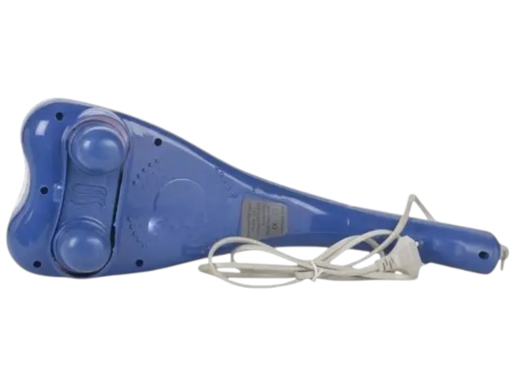 Масажер ударно-вібраційний з підігрівом, 28Вт, 4 насадки, 2 режими, пластик, колір білий з синім